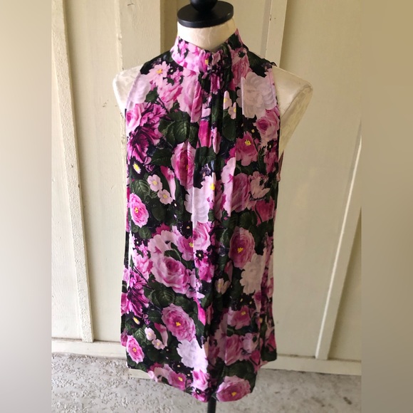 Lela Rose Pink and Black Floral Blouse - Picture 1 of 5
